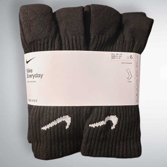 NWT Nike Unisex Crew Socks Color Black 6 Pair - Picture 7 of 8